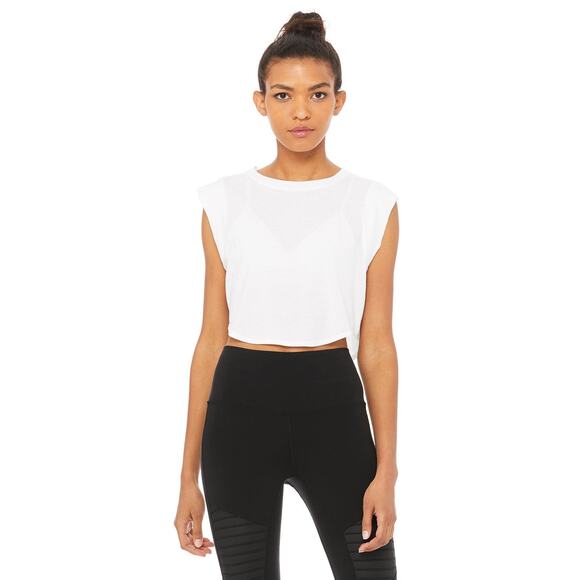 Alo Yoga Echo Tee - S - White - Picture 1 of 5